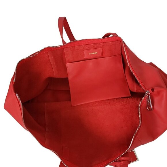 Joy Gryson Genuine Leather Oversized Tote Travel Shopper Bag Red - Picture 5 of 14